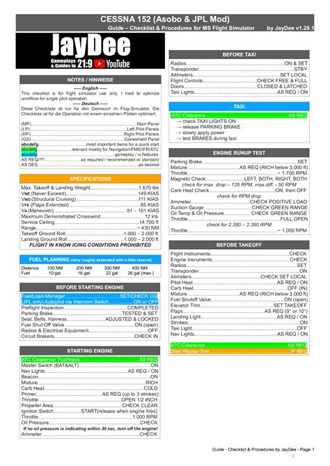 checkliste cessna 152 deutsch.